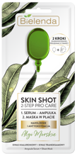 Bielenda - (ZUŻYĆ DO 31/01/23) Skin Shot  2-step Pro Care - MASKA W PŁĄCIE + AMPUŁKA - ALGI MORSKIE kwas hialuronowy i kwas traneksamowy nawilżenie i antyoksydacja 1szt 5902169038052
