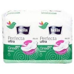 Bella - Perfecta Ultra GREEN MAXI - Supercienka podpaska o wydłużonym kształcie z osłonkami bocznymi DWUPAK 8 + 8szt 5900516303495 / 5900516305505