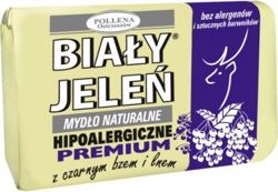 Biały Jeleń - Premium - Hipoalergiczne mydło naturalne z CZARNYM BZEM (granatowe) KOSTKA 100g 5900133009404