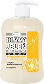 Biały Jeleń - (ZUŻYĆ DO 31/10/22) Premium - Hipoalergiczne mydło naturalne w PŁYNIE z ekstraktem z OWSA (żółte) DOZOWNIK 300ml 5900133007677