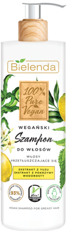 Bielenda - 100% Pure Vegan - Wegański SZAMPON do włosów WŁOSY PRZETŁUSZCZAJĄCE SIĘ 400g 5902169039431